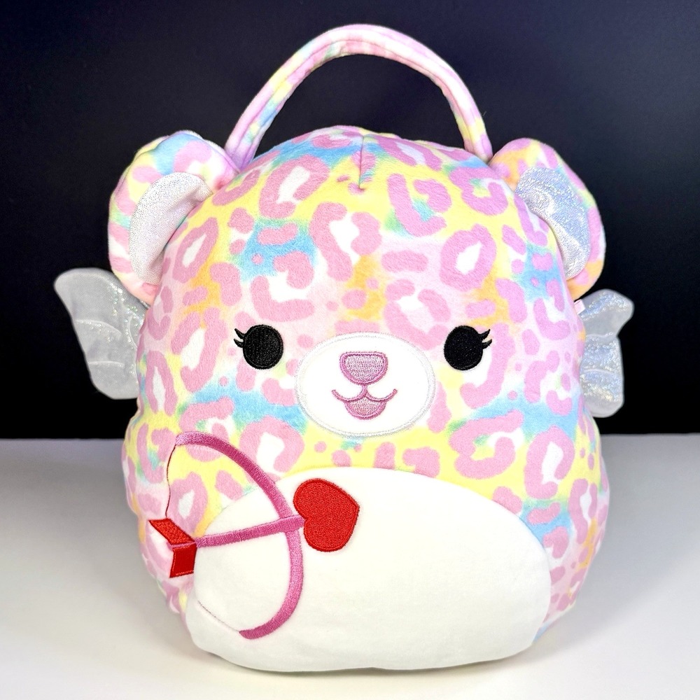 Squishmallows Michaela The Cheetah Valentine Bucket Basket Cupid Love Easter 12"